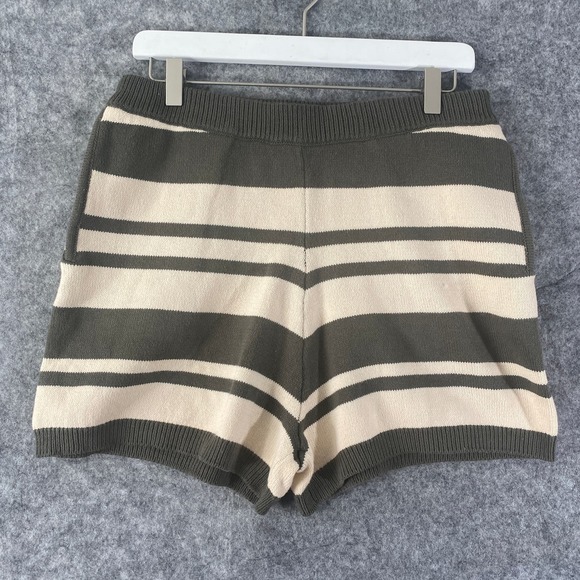 Anthropologie Shorts Small Green Striped Knit Lounge High Rise Saturday Sunday - Picture 2 of 12